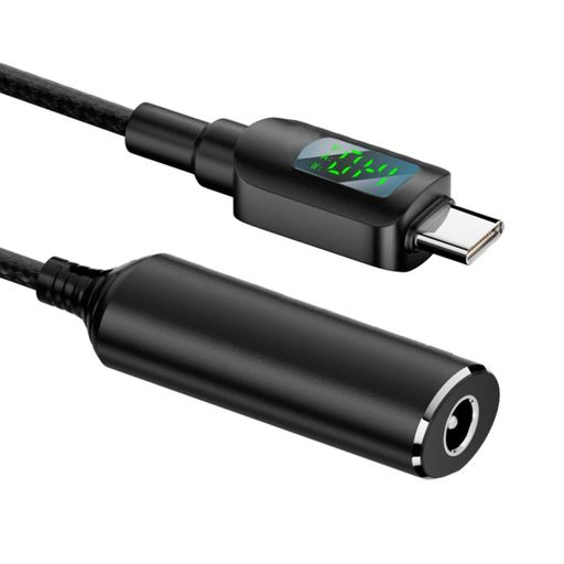 NFHK DCジャック 5.5x2.5mm入力 USB-C Type-C電源 140W スマートLEDディスプレイ充電ケーブル ノートパソコン 携帯電話用 PD9V/5V/20V/7A