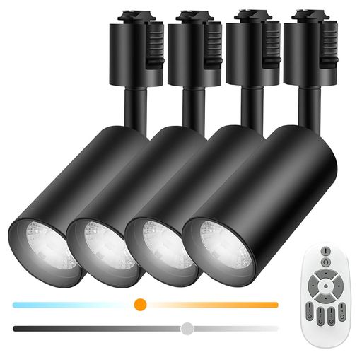 【一体型 レール用スポットライト】:消費電力:10W/全光束:1180lm/材質: アルミニウム、pc/周波数:50/60Hz/定格電圧: AC85V~AC265V/ビーム角度:24度/LED定格寿命:50000時間。色温度:2700-6500K(調色可能)。可動範囲:上下約90度、回転約350度。パッケージ:4個入+1個リモコン(電池別売り)。 【リモコン付き・調光&amp;調色・メモリ機能】 10段階のLED調光調色機能搭載。工場出荷時にスポットライトとリモコンがペアリングされています(スポットライトはリモコンで直接操作できます)。本商品には記憶機能が備わっており、一度光色と明るさを設定し、点灯時間が1分間経つと電源を切断しても次回点灯するときは消灯時と同じモードで点灯します。 【1180lm高輝度&amp;集光タイプ&amp;取付が簡単】レール一体型スポットライトの全光束は2100LMの高輝度、演色指数は96分+、物の本当の色を復元できる上に、光は眩しかなくくてちらつきがありません。/照射角度は24°で光線が更に集中、照らされた物が色鮮やかになったり、美しさを引き出します。