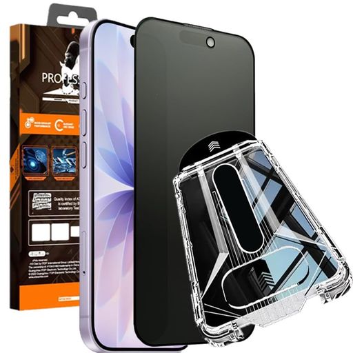LXBESOSforiPhone17/16Pro用のガラスフィルム新型のガイド枠付き超簡単貼り付け自動除塵360°ぞき見防止上下左右プライバシー保護日本旭硝子製9H硬度全面保護…
