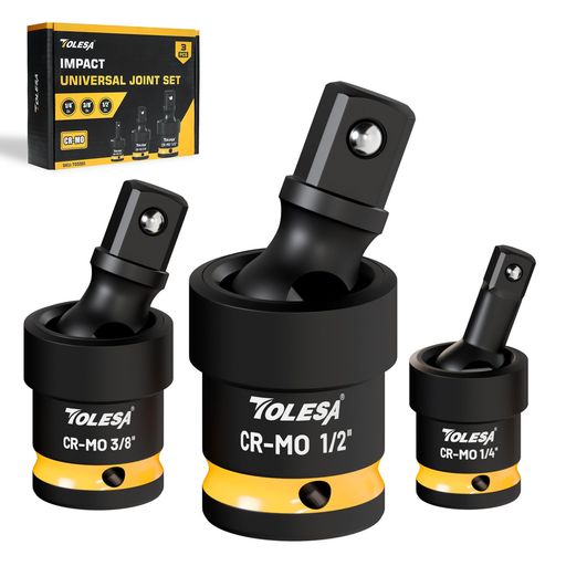 TOLESA ソケット変換アダプター 3本セット ユニバーサルジョイント 360°可動 6.35/9.5/12.7mm CR-MO インパクト対応