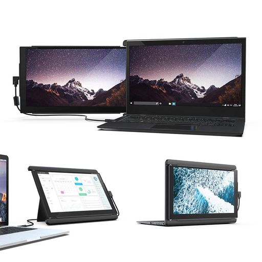サンワダイレクト モバイルモニター ノートPC一体化可能 12.5インチ Type-C/USB接続 Win/Mac対応 Mobile Pixels DUEX Pro 400-LCD001