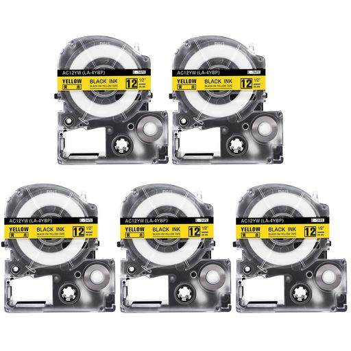 Greateam 互換キングジム テプラPROテープカートリッジ 12mm 黄底黒文字 5個