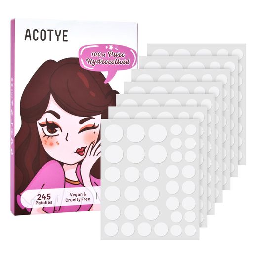 ACOTYE pimple patches 245pcs にきびパッチ 面皰パッチ 255枚 にきびパッチ ティーツリーオイル、 サリチル酸 昼用+夜用