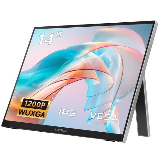 MYDUAL モバイルモニター 14インチ VESA 軽量 1920*1200P モバイルディスプレイ ポータブルモニター 自立式 非光沢IPS液晶パネル 薄型 USB TYPE-C MINIHDMI
