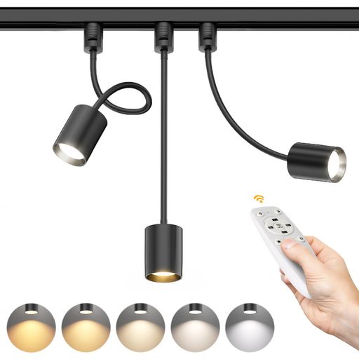 フレキシブルアームを延長して角度を自由に調節する 【フレキシブル延長アーム】ダクトレール ライト フレキシブルアームを延長した設計により、頑丈で柔軟なアームバーを自由に曲げることができ(曲げる/回す/伸ばすことができます)、必要なビーム位置をしっかりと保つことができ、照明方向を自由に調節することができます。 【リモコン無段階調光・調色、メモリー機能付き】ダクトレール スポットライト 調光リモコンにより、2700K(電球色)~6000K(昼光色)の色温度と10%-100%明るさを無段階で細かく調整でき。前回設定した光色と明るさを自動的に記憶するため、次回通電時に再設定する手間がなく、すぐに理想の照明環境を利用できます。◉注意:物流の安全を保証するため、リモコンには電池は入っておりません。(電池別売,別途ご用意ください) 【省エネ・高輝度】スポットライト 調光高効率LED光源なので、度消費電力は10Wのみで、800LM高輝度、ランプあたり80Wの明るさには10Wの電力が必要です。 従来の白熱灯と比べて省エネルギーで、ランニングコストを削減できるメリットがあります。長寿命と低メンテナンスコストを実現します。