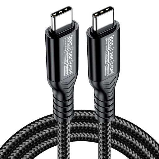 USB5.0 80Gbps USB-C オス - オス Type-C ケーブル、240W、16K@30hz、8K@60Hz、5K@60Hz、USB4.0 Thunderbolt3/4/5 対応 (2.0m)