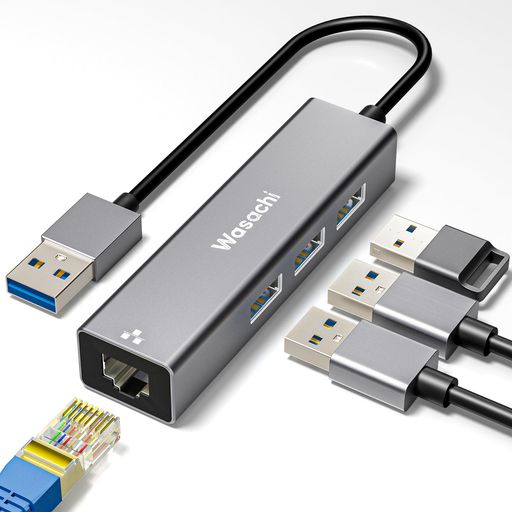 WASACHI 有線LANアダプタ USB-A LAN変換アダプター【RJ45 1Gbps+USB3.0x3】ギガビット イーサネット 安定通信 USB5Gbps高速転送 テレワーク/オンライン会議/在宅勤務対応 Windows/Mac対応