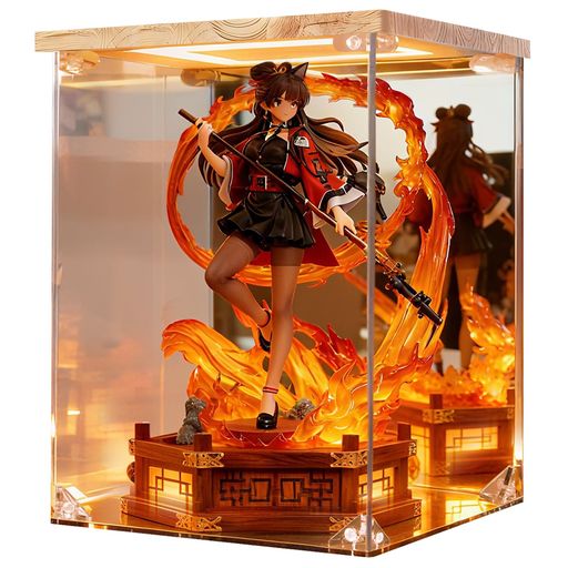 KrystaCase フィギュアケース コレクションケース LEDフィギュアボックス アクリルケース UVカット 高い透明度 台座ミラー 背面ミラー 人形ケース 積み重ね 頑丈 防汚 防汚手袋・クリーニン…