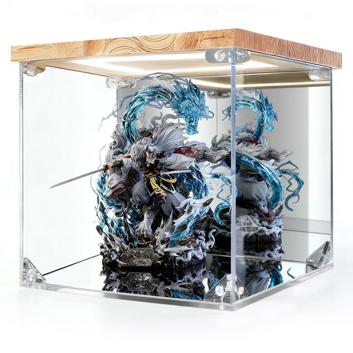 KrystaCase フィギュアケース コレクションケース LEDフィギュアボックス アクリルケース UVカット 高い透明度 台座ミラー 背面ミラー 人形ケース 積み重ね 頑丈 防汚 防汚手袋・クリーニン…
