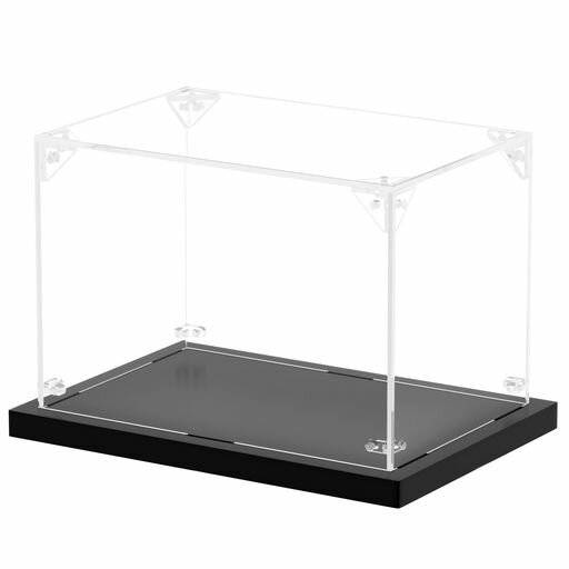 【高強度連結構造】次世代フィギュアケースの登場です!衝撃や揺れでも崩れない三角コネクタ構造により圧倒的な堅牢性を実現。大切なコレクションをしっかり守ります。【意匠登録済】※意匠登録第1174680号 【見栄えアップ】高透明UVカットアクリル素材を使用、大切なコレクションを紫外線によるダメージから守ります。優れた耐久性と高い透明度を兼ね備えているため、ホコリやキズから守ると同時にコレクションをアクリル越しでもキレイに魅せます。 【組立簡単】固定ピンを押すだけの簡単取付、接着剤や工具は不要です。組み立て時に指紋や埃が付かないように手袋とクロスが付属、アクリル面をクリアに保つことが出来ます。アクリル板には剥がしやすい保護フィルムを採用、更にフィルム除去ツール付き。フィギュアケース全体を持ち上げても崩さない、展示物の出し入れが楽々。 【商品仕様】サイズ:幅15cmx奥行10cmx高さ10cm/素材:天井板(透明):アクリル板 / 側面板(透明):アクリル板 / 連結パーツ(透明):アクリル/台座(黒):低発泡塩ビ板/便利グッツ付属:組み立て説明書、専用手袋、クリーニングクロス、フィルム除去ツール。