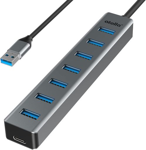 【USB 3.0 7ポート拡張】:ノートパソコンまたはデスクトップパソコンにUSB 3.0ポートをすぐに7つ追加して、USBメモリ、キーボードとマウス、プリンターなどの他のUSBA周辺機器を接続できます。 【超高速データ転送】:USB 3.0ポートは、最大5 Gbpsの超高速転送をサポートしています。USB 2.0の10倍高速で、HDムービーや大容量ファイルを数秒でダウンロードできます。 【コンパクトで耐久性】:このUSB HUBは上質なアルミニウム合金の材料から作られ、研磨過程を経て、本体の放熱性をより良くして、より耐久性、より寿命を延長します。スリムで軽量なデザインで、バッグにも簡単に収まります。 【幅広い互換性】:この高速USBハブは、Windows、Mac OS、Linux 2.1.6以上のほとんどのオペレーティングシステムと互換性があり、MacBook Pro/air、Surface Book、Lenovo yoga、Thinkpad、ChromeBookなどのUSB Aコンピューターデバイスに適用できます。