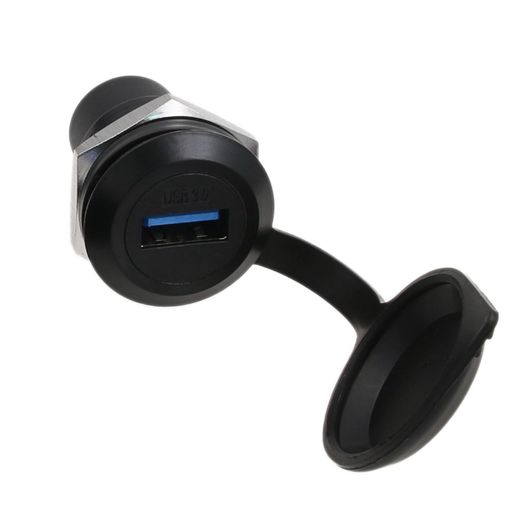 HANGTON USB 3.0パネルソケットカプラアダプター 防水円形バルクヘッドパススルーコネクタ インラインケーブルシャーシ メス-メス 2個パック
