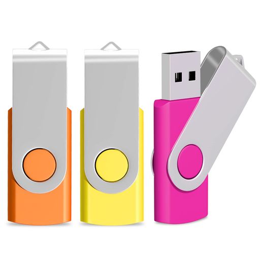EASTBULL USBメモリ 32GB 3個セット フラッシュメモリー USB2.0 フラッシュドライブ 360° 回転式 防塵性能優れ ストラップ付き LEDライト付き (32GB 3色)
