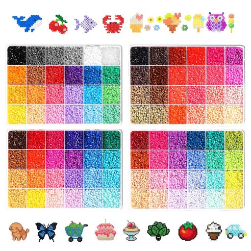 Dekori アイロンビーズ 4箱 約33600粒 2.6mmミニサイズ 大容量 カラフル DIYクラフト初心者向け 誕生日プレゼント (4箱(1~4))