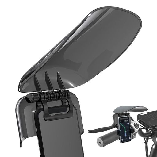 【高品質素材】バイクスマホホルダー日除けは、耐摩耗性・耐候性に優れた高品質素材を採用。強い紫外線や雨にさらされても劣化しにくく、製品の機能性と美しさを長期間保ちます。さらに耐熱性にも優れ、炎天下でも変形や損傷を抑え、スマホを安全に保ちます。 【防水・防雨設計&amp;鮮明な視認性】バイク用 携帯ホルダーは、突然の雨でスマホ画面に雨粒が付着すると、操作不能や誤作動を引き起こす恐れがあります。幅広で耐久性のあるサンバイザーが雨を避け、タッチ操作性をキープ。また、日光や車のヘッドライトによる眩しさ・反射を効果的に軽減し、画面をはっきりと確認できます。雨の日も風の強い日も、傘がスマホをしっかり覆い、水やほこりから高い保護性を発揮します。さまざまな天候で安心してサイクリングを楽しめます。 【片手操作・ワンタッチロック】携帯電話用日除けは、片手で簡単にスマホを装着・固定できるワンタッチ設計を採用。特別なボタン操作は不要で、スマホをセットするだけで自動的にロックされ、取り外しもスムーズです。走行中の出し入れが片手でスムーズかつ簡単に行え、高い利便性を追求した設計です。