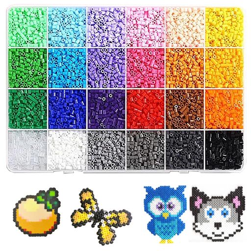 FsGrg アイロンビーズ 24色セット 2.6mm 約10000粒 DIYクラフトキット 10歳以上のお子様に適した知育玩具 3D作品を簡単に作成 子供向けの贈り物