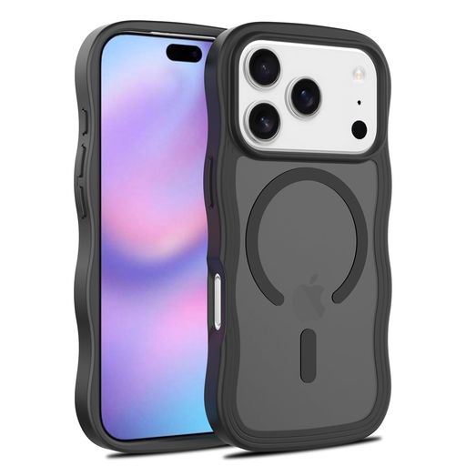 kadixini iPhone 17 Pro 用 ケース 耐衝撃 うねうね アイフォン 17 pro カバー スマホケース クリア 波型 マグネット搭載 Magsafe 対応 衝撃吸収 ワイヤレス充電対応 黒 6.3インチ あいふぉん17 pro カバー