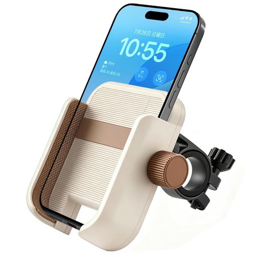 【回転ロック機構】新開発の回転式ロックボタンを採用。ボタンを回すだけでスマホを強固に固定でき、操作が非常に簡単です。過負荷保護機構を搭載しており、スマホ固定後にボタンを回し続けても過剰な締め付け力がかからず、スマホの損傷を未然に防止。強力なクランプ力で走行中の落下もしっかりガードします。 【簡単取り付け】工具不要で素手で取り付け可能、別途パーツは必要ありません。取り付けクランプにはネジとナットが 2 セット付属し、ネジで締めるだけでハンドルにしっかり固定でき走行安全性を高めます。対応ハンドル径は 17~40mm。新設計のクランプは軽量でハンドルへの負担を軽減し、軽やかな操作性を実現。 シティサイクル・ロードバイク・クロスバイク・フィットネスバイク・室内サイクル・オートバイ・スクーターなど多種多様な車種に対応し、快適なライディングをお楽しみいただけます。取り付けでお困りの際はいつでもお問い合わせください、丁寧にご案内いたします 【カメラ・画面を遮らない設計】スマホ下部のみをホールドする構造のため、カメラレンズやイヤホンジャック、画面表示を一切遮りません。