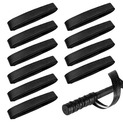 【商品仕様】サイズ:長さ1.1m、幅25mm、厚さ0.75mm。 入り数:10本入り。 【軽量で快適なグリップ感】薄くて丈夫なPUレザーを使用し、柔らかくクッション性に優れているため、長時間の使用でも手や指に負担をかけず、快適に握ることができます。 【伸縮性に優れた耐久性】生地の伸縮性を活かした設計で、巻いても伸びやすく、安定したボリューム感をキープ。表面の滑りにくい加工で、グリップのネジレやズレを軽減し、プレー中のパフォーマンスをサポートします。 【超通気&amp;速乾性】無数の通気孔が汗や湿気を素早く逃がし、長時間の使用でもベタつきなし。夏の激しいトレーニングや雨の日のプレーにも最適。呼吸するグリップで、快適なプレーをサポートします。 【多用途で活躍】テニス、バドミントン、釣り竿、ゴルフクラブ、太鼓のバチなど、幅広いシーンで使用可能。軽量で持ち運びも便利なため、アウトドアやトレーニング時にも重宝します。