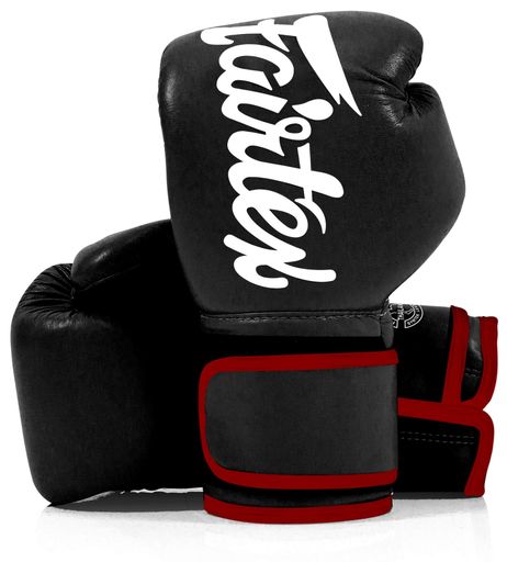 Fairtex bgv9ブラック/ホワイト/レッド色Proトレーニンググローブメキシコスタイル – Velcro