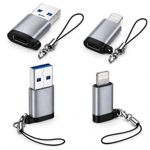 【2種類各2個・合計4個セット】USB-C to Lightning 変換アダプターx2、USB-C to USB-A 3.0 変換アダプターx2のセットです。用途に合わせて使い分けられる2種類の変換アダプターをまとめました。Lightning端子を搭載した対応機器や、USB-A端子を搭載した対応機器との接続に使用できます。自宅やオフィス、外出先など、使用する場所に合わせて分けて保管できます。 【USB3.0・5Gbps高速データ転送】USB3.0規格に対応し、写真・動画・音楽・大容量ファイルもスムーズに転送可能。USBメモリ、カードリーダー、マウス、キーボード、外付けHDDなど幅広い機器に接続できます。※転送速度は接続機器や使用環境により異なります。 【アルミ合金製・軽量小型&amp;ストラップ付き】放熱性と耐久性に優れたアルミ合金素材を採用。ポケットや財布にすっきり収まるコンパクト設計で、付属ストラップをバッグやキーホルダーに取り付ければ紛失防止にも役立ちます。旅行・出張・通勤・外出先に最適。