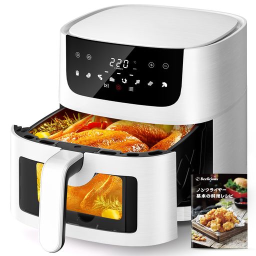 Beelicious ノンフライヤー 4.5L 可視窓 大容量 エアフライヤー オイルカット 省エ...