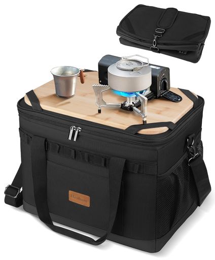 🧊【4層断熱構造で強力保冷・鮮度保持】900D 防水布+EPE 断熱層+不織布吸湿層+PEVA ライナーの 4 層構造により、外部の熱を遮断し冷気を長時間キープ。結露の吸収と液漏れ防止を実現し、氷使用時には飲料を 10 時間以上保冷可能。魚介類や乳製品の鮮度保持に適し、真夏のアウトドアから日常の買い物まで幅広く活用できます。 🧊【可変仕切り板で衛生的にスマート収納】マジックテープ式の仕切り板により、生肉・デザート・飲料などを分離収納し、汚染を防ぎ衛生的に管理。仕切りは自由に脱着・調整でき、保冷剤スペースとしても活用可能。本体外側のループはカラビナ対応で、カップや小物を吊り下げ収納できアウトドアでの利便性が向上します。 🧊【まな板固定で使えるコンパクト調理台】上部の強力ストレッチバンドでまな板を固定し、内蔵の補強板が荷重を分散してカット作業を安定化。まな板を置くだけで即席調理台として使用可能。折り畳み式で従来品より約 70% 軽量化、収納時の厚みはわずか 7cm で、軽量ながら高い作業性を実現します。