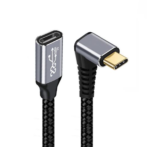 NFHK アップダウンアングルUSB-C USB 3.1 Type C オス-メス 延長データケーブル 10Gbps 100W スリーブ付き ノートパソコン用 20cm