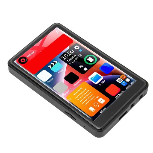 MP3 MP4 プレーヤー、16GB 4 インチタッチスクリーン MP3 プレーヤー、Bluetooth 5.0、HiFi ロスレスポータブル子供用音楽プレーヤー、FM ラジオ、電子書籍、録音付き (16GB RAM と 128GB)
