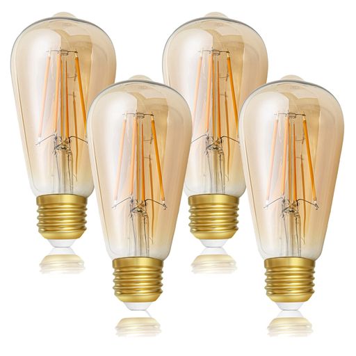 【製品仕様】◉口金サイズ:26mm | ◉定格消費電力:6W | ◉全光束:650lm | ◉色温度:2200K電球色 | ◉Ra:大きいか等しい80 | ◉照射角度:360° | ◉材質:ガラス | ◉調光:非調光型 | ◉パッケージ:4個電球 ※電球を取り付けるときは、電源を入れる前に、電球のネジを照明器具の底に締めることを確認してください。 【省エネ&amp;耐久性】消費電力はわずか6Wで、白熱電球60W相当で、従来の白熱電球と比べて電気代を最大90%削減します! 長寿命がLED最大の特性として、15000時間以上の寿命が持つので、頻繁に電球交換の手間も省きます、家計の節約にもつながります。 【360°全方向照射】物をキレイに見せる高演色大きいか等しいRa80で、物の本当の色を自然的に綺麗に再現できます。光は柔らかくて繊細で、アンティーク風で落ち着いた雰囲気を作り出します。長時間使用眼も疲れを感じない。照射角度は360°に達し、広範囲を明るく照らし、階段・玄関・廊下・リビング・ダイニング・店舗・レストラン・ホテルなどの照明に最適です。