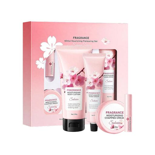 ChinHaw ボディケアスーツ 冬のケアセット ボディローション ハンドクリーム リップクリーム 桜 日々のボディ保湿乳液 桜モイスチャライジングミルクセット すぐに吸収するボディローシ…
