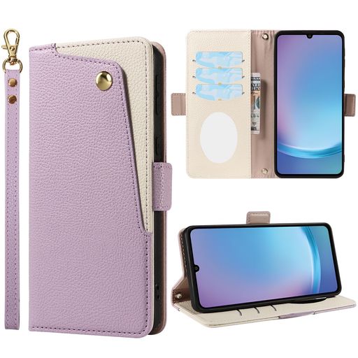 KWATUNG Galaxy A25 5G 用ケース 手帳型 高級PUレザー 繊細な肌触り ギャラクシーa25 用 ケース 手帳型 ミラー付き ストラップ付き 落下防止 耐衝撃 galaxy a25 5g 用カバー カード収納 スタンド機能 …