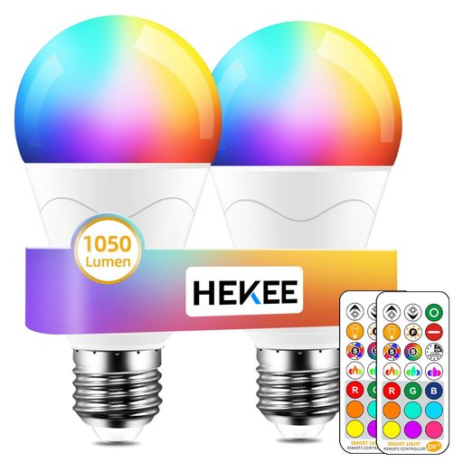 HEKEE LED 電球 E26 リモコン付き カラー RGB 10色 100W相当 1200LM 電球色2700K ...
