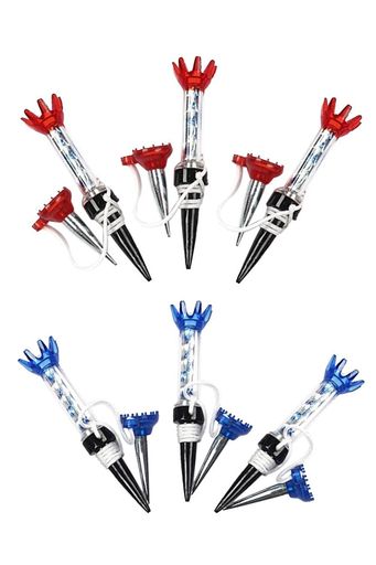 【材質】上部:ポリウレタン、中心軸:ポリプロピレン、中心部:磁石、下部:ポリカーボネイト、紐:ナイロン。サイズ:全長80mm。ヘッド40mm、軸部35mm。 【セット内容】ゴルフティー マグネットティー *6個,ブルーx3個、レッドx3個。ゴルフティーはゴルフ用品として必須アイテムです! 【マグネットティー】接合部分にマグネットを使用し、インパクト時の抵抗が少ない仕様で振り抜きやすい。ロープ付き、ティーを紛失しずらくします。 【抜群のティーショット】上部が王冠状になっており8カ所の点で支え、さらに柔らかい素材を使用しているため、インパクト時の抵抗が軽減されます。インパクト時の抵抗を最小化することでボールをより遠く,正確に飛ばせる! 【ゴルフルール適合品】ゴルフティーはゴルフルール適合品です。ンパクト時の抵抗が少なく、振り抜きやすくなっています!自分用はもちろん、退職のお祝いや、誕生日、父の日のギフト、贈答品、記念のお品などとしても人気があります。