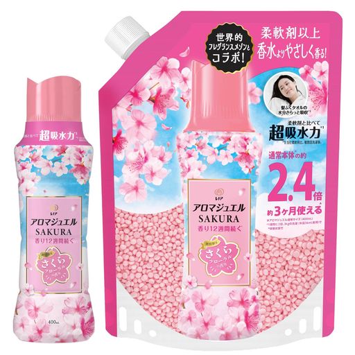 ソフトニング、消臭 やさしい春の香りを再現。さくらフローラルの香り...やわらかく風に舞う桜の花びらを思わせるやさしい春の香り。