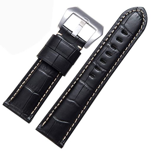 [SEUERバックスラッシュ時仕] 時計バンド26mm 24mm 22mm 革バンド 防水 防汗 クロコ型押し鰐皮紋様ストラップ ステンレス鋼尾錠 レザー腕時計交換バンド 軽量 交換便利 工具付き ボックス付き(…