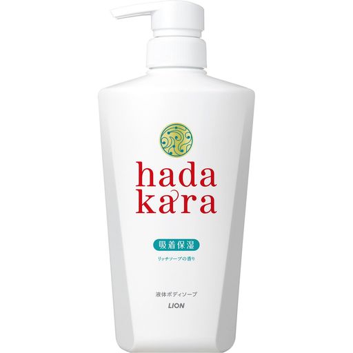 LION hadakara(ハダカラ) ボディソープ 液体 リッチソープの香り 本体 500ml ローション ホワイト 500ミリリットル (x 1)