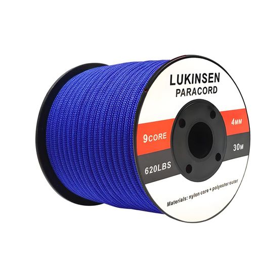 Lukinsen パラコード 9芯 4mm 15m/30m/50m パラシュートコード 耐荷重280kg ガイロープ テントロープ キャンプ アウトドア アクセサリー制作用 (ダークブルー,15m)