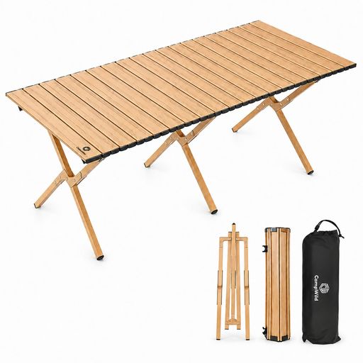 アウトドアテーブル 120x60x45cm 折りたたみ ロールテーブル アルミ