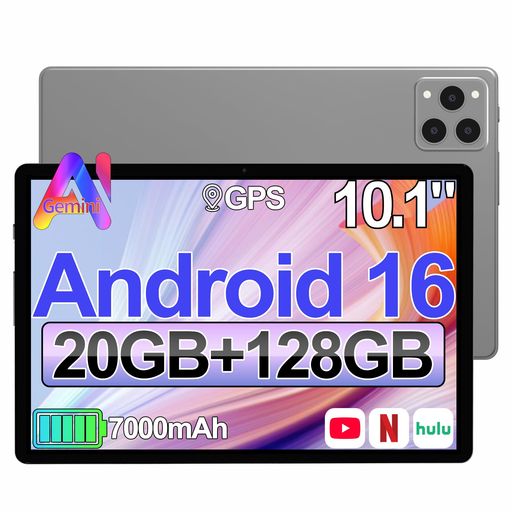 【Android 16 タブレット10インチ 大画面】Bvlary X95 タブレットケース付 20GB+128GB+2TB拡張 7000mAh Type-C充電 8コアCPU 2.4G&5G WiFi+BT5.2 顔認識/無線投影 YouTube