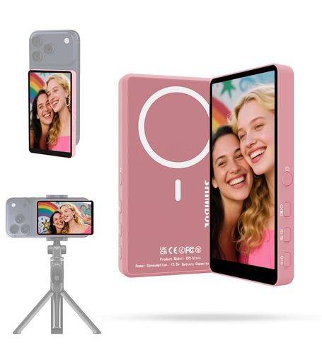 【リアカメラで高画質自撮り】 スマホのリアカメラ映像をCP5 Ultraのモニターで確認しながら撮影可能。フロントカメラに頼らず、より鮮明な自撮り、Vlog、ショート動画、ライブ配信をサポートします。 【5インチFHDタッチスクリーン】 大きく見やすい5インチFHDディスプレイを搭載。撮影画面をリアルタイムで確認でき、直感的なタッチ操作で構図チェックや撮影設定もスムーズに行えます。 【最大50mワイヤレス伝送・0.04秒低遅延】 WiFi技術により、最大50mのワイヤレス映像伝送に対応。0.04秒の低遅延で、屋外撮影、ライブ配信、集合写真、離れた位置からの撮影にも便利です。※開けた環境でのテスト結果です。 【縦横撮影を自動切替】 スマホの撮影方向を検知し、縦撮影・横撮影を自動で切り替え。TikTok、Instagramリール、YouTube、Vlogなど、用途に合わせた画面比率で快適に撮影できます。 【マグネット式・iPhone Android対応】 マグネット式でスマホに簡単装着。iPhoneとAndroidスマホに対応し、Bluetoothリモコンで離れた場所からの撮影も可能。