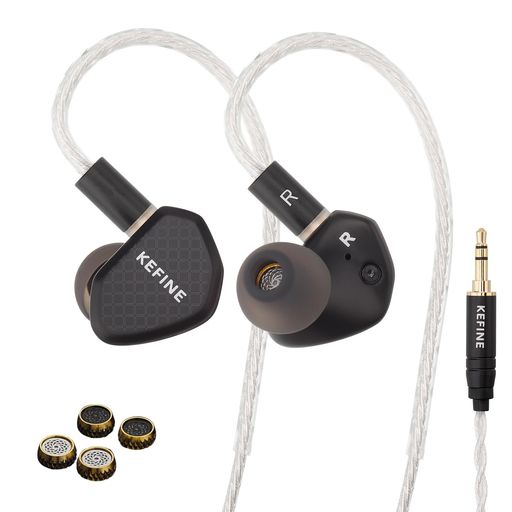 KEFINEKlean有線イヤホン10mmDLC振動板搭載IEM2種類の交換式調音ノズル亜鉛合金ダイカスト筐体0.78mm2Pinリケーブル対応108芯銀メッキケーブルゲーミングイヤホン高耐久性Hi-Fiリスニング
