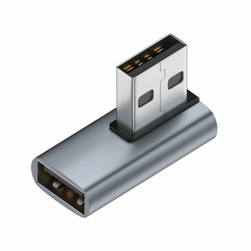 USB 3.0変換アダプタL型Aオス-Aメス90° 10 Gbps高速データ転送急速充電 電流3A 変換アダプタ小型軽量 (AAミドルベント ブラック) ﻿