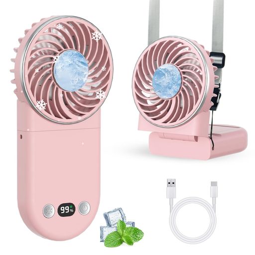 🏆 🍨【コンパクトなのに強力送風&amp;冷却プレート搭載&amp;LCD液晶画面表示機能付き携帯ファン】空気力学に基づいたデザインにより、小型なのに送風は強い!7枚の羽根が搭載されて効率的に送風することができます。この冷却プレート内蔵の携帯扇風機、風を送るだけでなく、冷却スイッチを押すと冷却プレートが瞬時に冷却。 頬や額、手首、首元に当てるだけで、ひんやりとした涼感が広がります。真夏の酷暑の中でも、肌表面温度を外気温から最大20°Cも下げ、ほてった顔を素早くクールダウン。熱中症予防に最適なアイテムです。 ハンディファンさらに高精細LCD画面を搭載,バッテリー残量が一目で確認できるので、充電タイミングを逃しません。 🏆 🍃【手持ち/首掛け/卓上3WAY&amp;7枚羽根】携帯扇風機は手持ち扇風機・卓上扇風機・首掛け扇風機3つの機能を同時に兼ね備えています。扇風機本体にストラップ取り付け穴を備え、付属のストラップと併用すると首掛け扇風機として使え、両手が解放するため、長時間使っても疲れにくく、作業中やスポーツなどの場合に勧めします。
