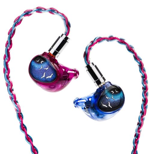 HiFiGo Kinera Celest PhoenixCall 1 DD+2BA+2 6mm マイクロプレーナードライバーインイヤーモニター、 5 ハイブリッドドライバー インイア式のイヤホン (4.4mm, Purple-Blue)