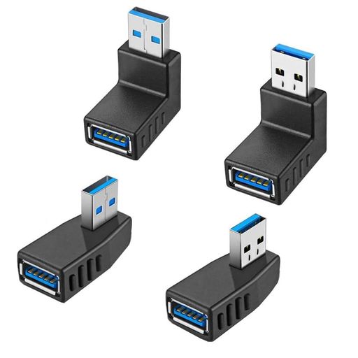 BRIIKPP USB 3.0 L型アダプタ 90度変換 5Gbps高速通信 Type A オス-メス 4個セット (左/右/上/下向き)