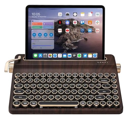 YUNZII QL75 タイプライターキーボード ワイヤレス レトロメカニカルキーボード ホットスワップ対応 パンクスタイルの丸型キーキャップ RGBバックライト QMK/VIAプログラマブル 2.4GHz/Type-C/BT5.0…