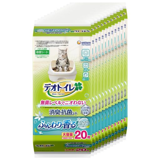 デオトイレ 消臭・抗菌シート ナチュラルガーデンの香り 猫用トイレシート 20枚x12...