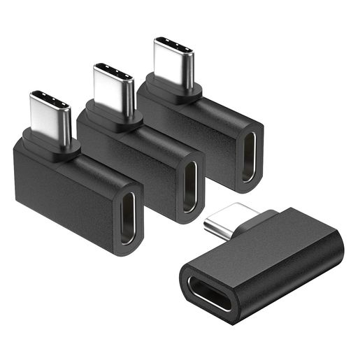 USB C 変換アダプタ [4個パック], UseBean 90度L字型 PD 100W急速充電 4K@60Hz映像出力 USB 3.2 Gen2 20Gbpsデータ転送 USB Type-Cオス-Type-Cメス 延長エクステンダー MacBook