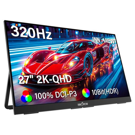27インチ モニター InnoView ゲーミングモニター 2K 320Hz モバイルモニター QHD(2560*1440) モバイルディスプレイ 100%sRGB 大画面 ポータブルモニター 非光沢IPS液晶パネル HDRモード